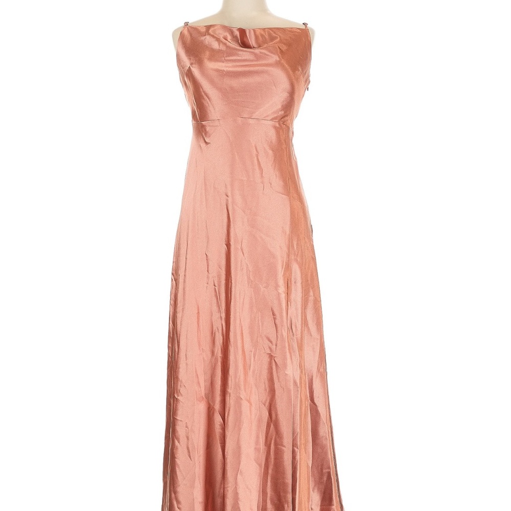 NWOT Birdy Grey Pink Cowl Neck Sleeveless Gown